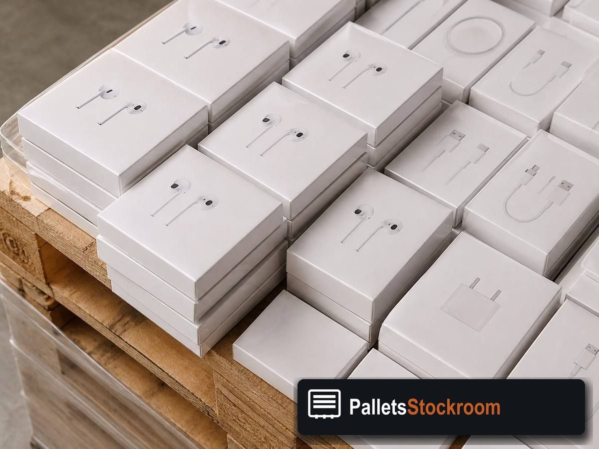 Apple Electronics Pallets — Pallet inventory close-up
