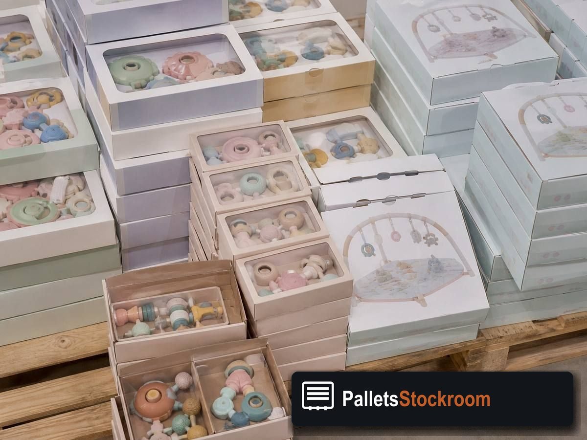 Baby Toy Pallets — Pallet inventory close-up