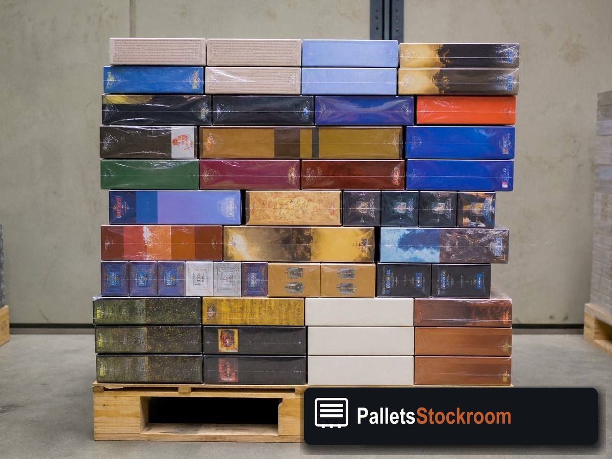 Board Game Pallets — Pallet inventory close-up