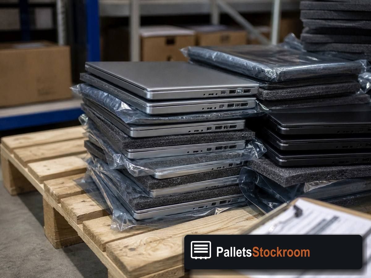 Customer Return Electronics Pallets — Pallet inventory close-up