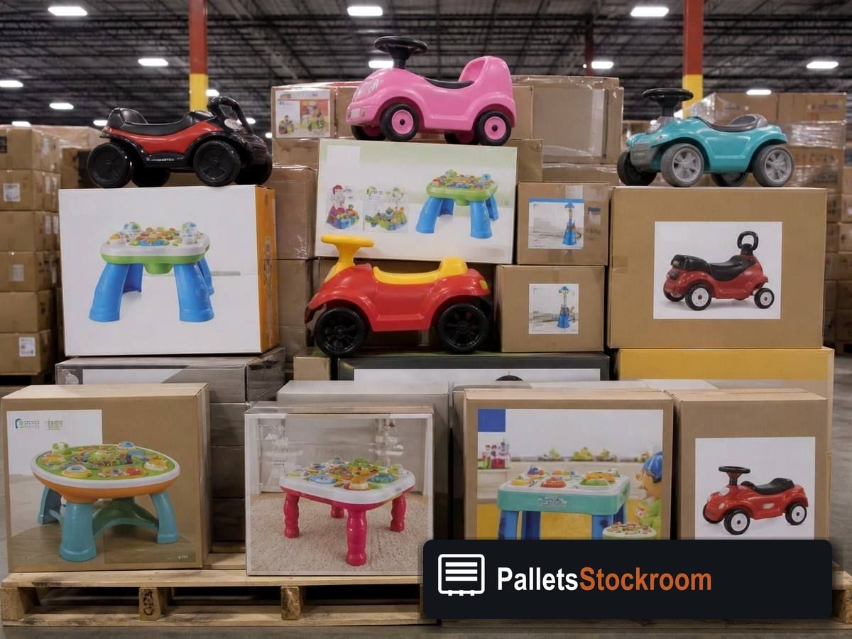 Fisher-Price Pallets — Pallet inventory close-up