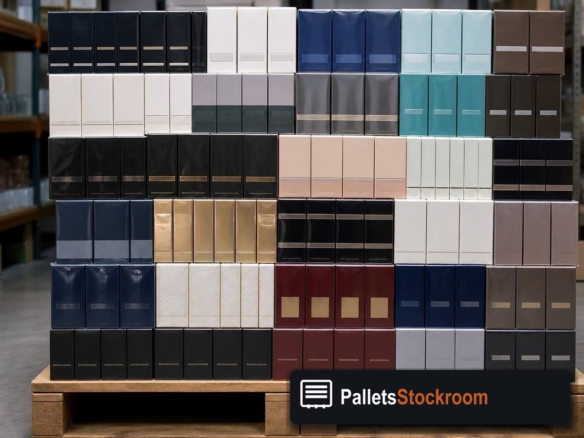 Fragrance Pallets — Pallet inventory close-up