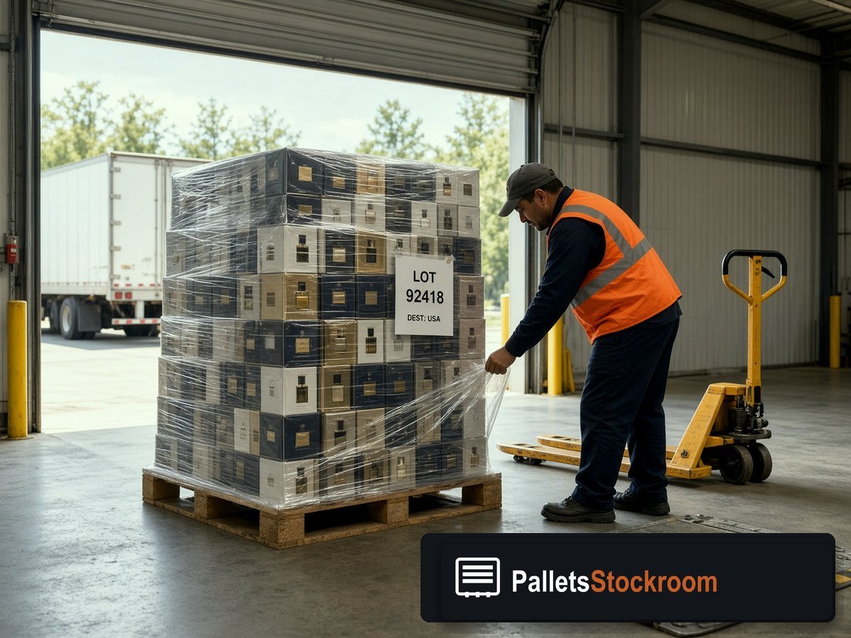 Gucci Perfume Pallets — Warehouse pallet packing context