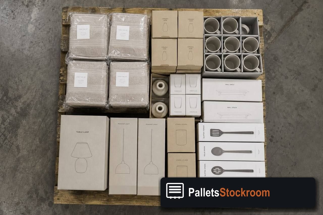 Home Goods Pallets — Pallet inventory close-up