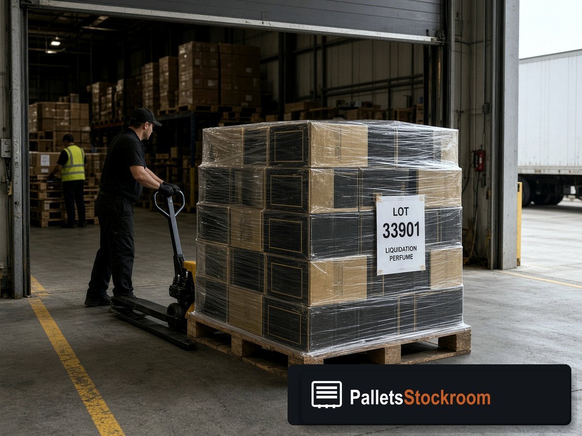 Jean Paul Gaultier Perfume Pallets — Warehouse pallet packing context