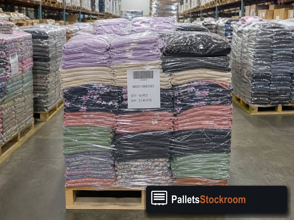 Lululemon Liquidation Pallets — Pallet inventory close-up