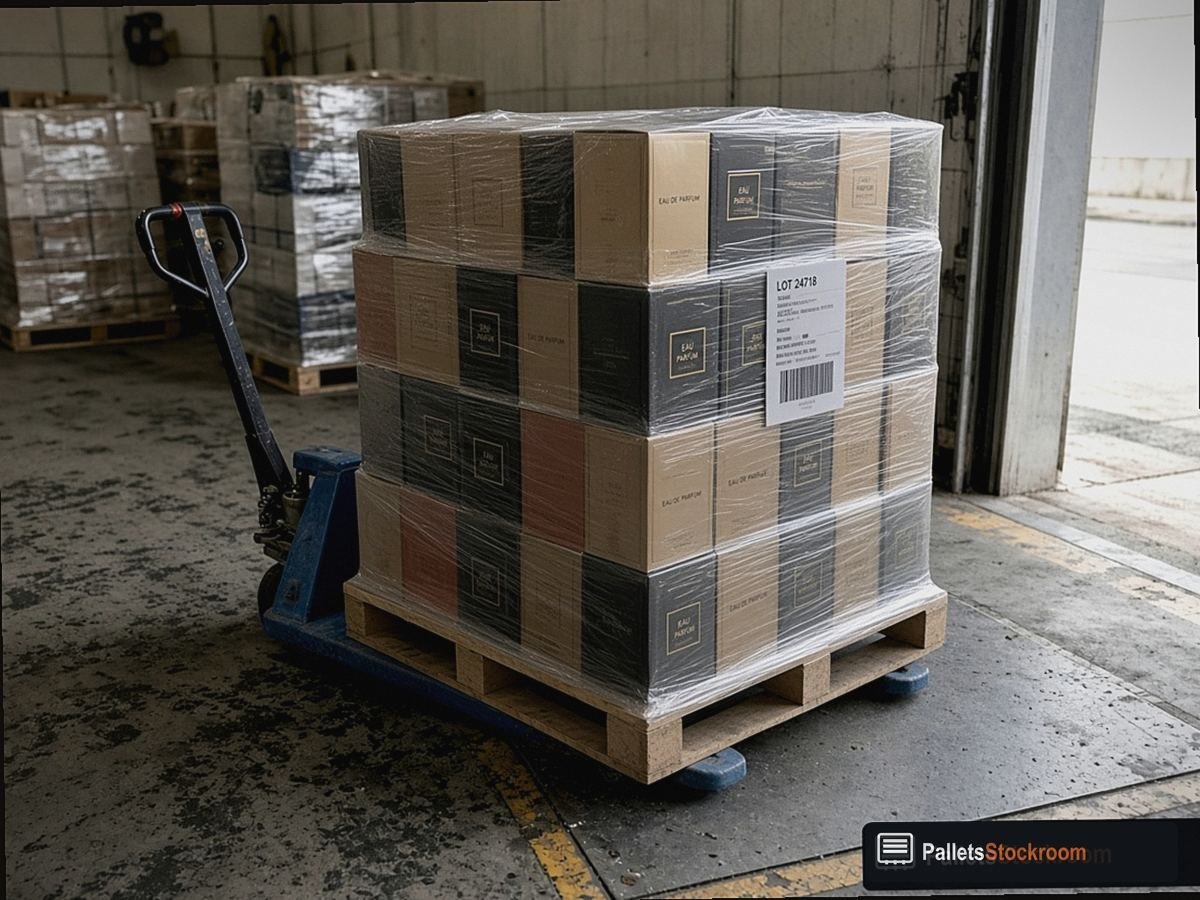 Luxury Perfume Liquidation Pallets — Aisle or dock staging for USA freight