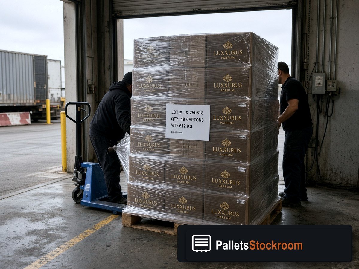 Mixed Designer Scent Pallets — Warehouse pallet packing context