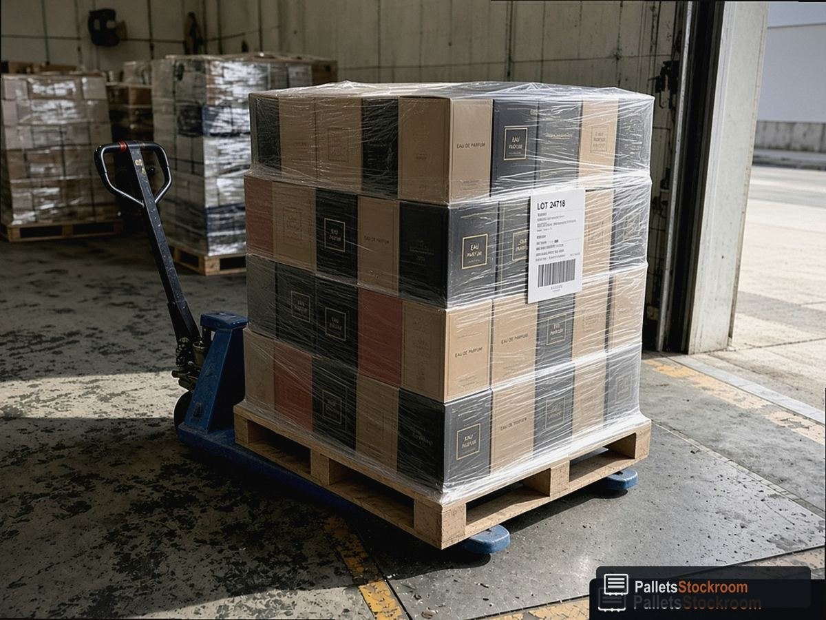 Mixed Luxury Fragrance Assortment Pallets — Aisle or dock staging for USA freight