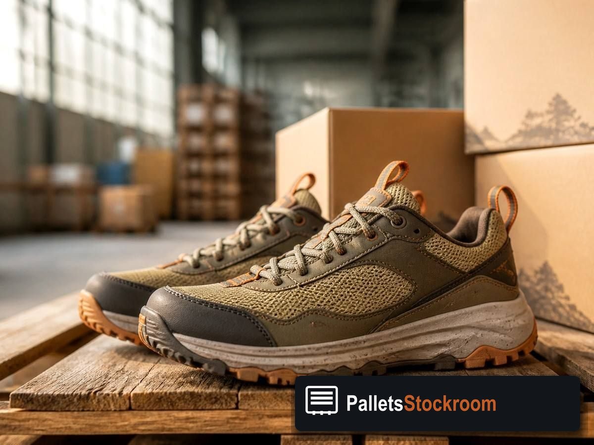New Balance Shoe Pallets — Pallet inventory close-up